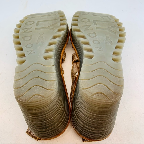 FLY London Yapi Metallic Ghillie Wedge Sandals 37 - Picture 12 of 12